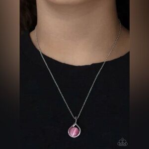 Paparazzi Silver Necklace with Pink Pendant